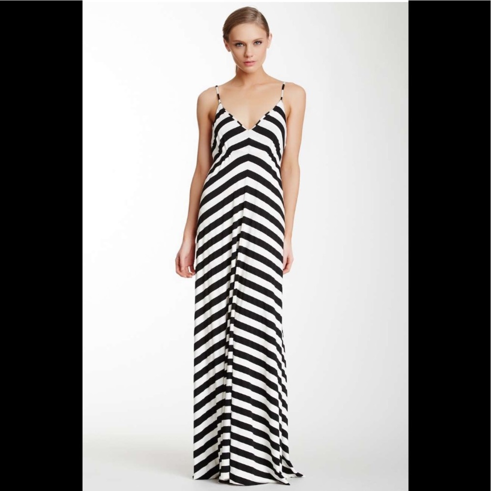 NWT Black White Striped Eight Sixty Maxi Dress S